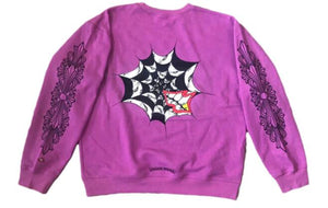Chrome Hearts Matty Boy Spider Web Crewneck Sweatshirt Purple